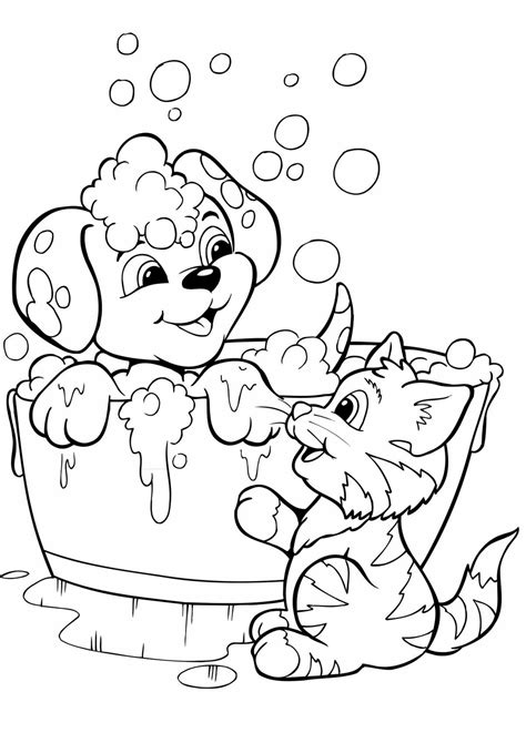 Adorable Cat And Dog Coloring Page Free Printable Coloring Pages For Kids