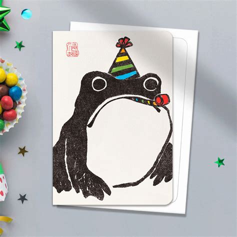 Birthday Greeting Card Party Japanese Ezen Frog Etsy Uk