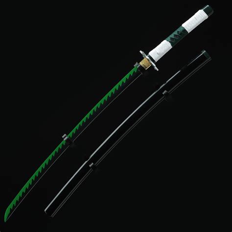 Handmade Carbon Steel Green Blade Real Japanese Katana Samurai