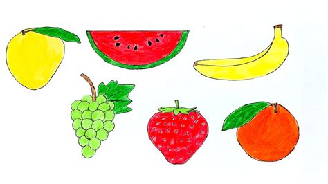 How To Draw Fruits Easily Fruit Drawings For Beginners Youtube
