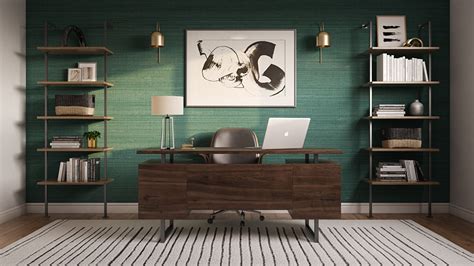 Bohemian Glam Midcentury Modern Office Design By Havenly Interior