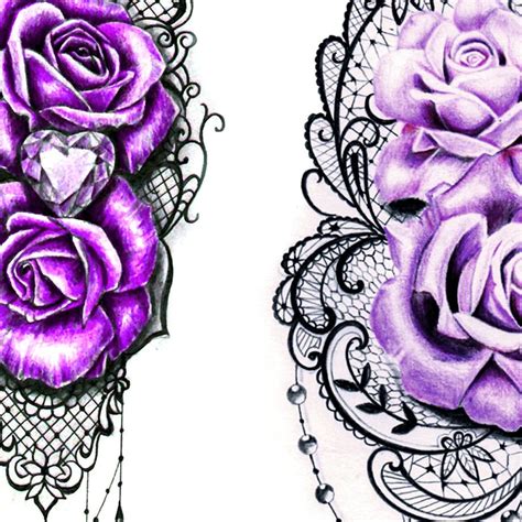 Lace Purple Roses Tattoo Designs Tattoodesignstock