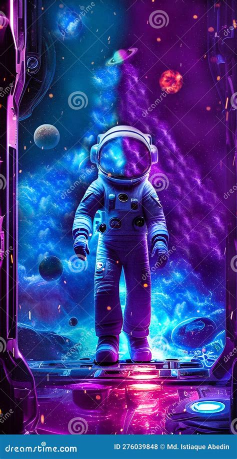 Astronaut On The Spaceship On Colorful Space Galaxy Astronaut Journey