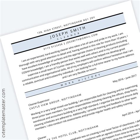 After downloading and filling in the blanks, you can customize every detail and appearance of your resume and finish. Cleaner CV template in Microsoft Word (free download ...