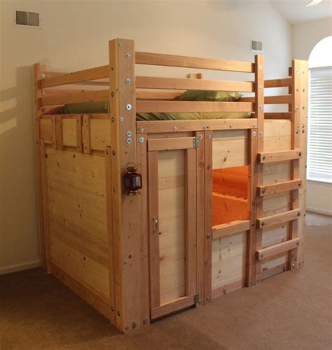 Queen Sized Bed Fort With Twin Mattress Loft Bed Plans Bunk Bed