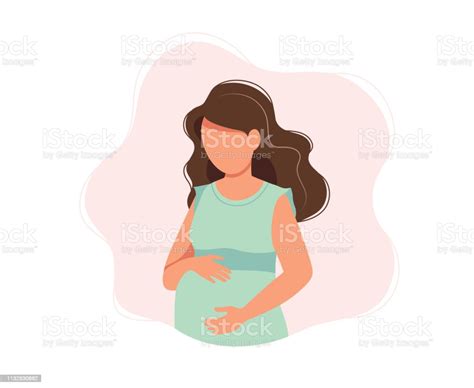 Pregnant Woman Concept Vector Illustration In Cute Cartoon Style Health
