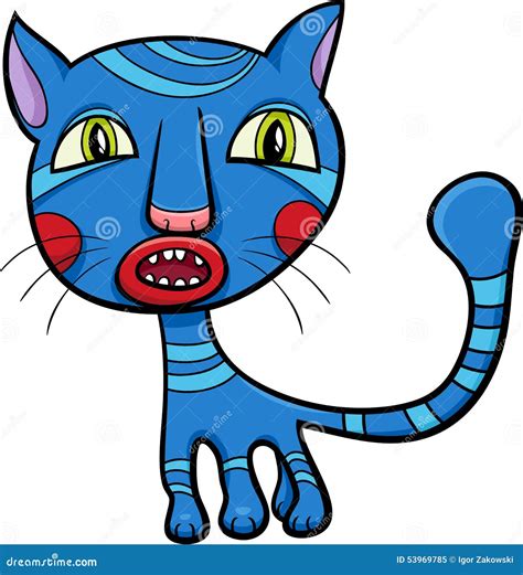 Blue Kitten Or Cat Cartoon Stock Vector Illustration Of Whiskers