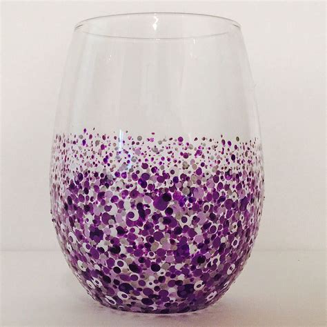 Hand Painted Stemless Wine Glass Painted Wine Glass Stemless Wine