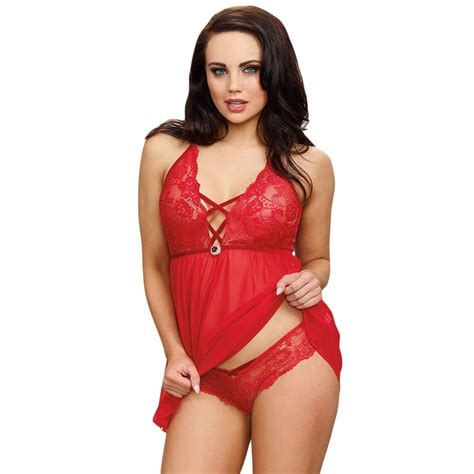 Red Sexy Lace Mesh Lingerie Set