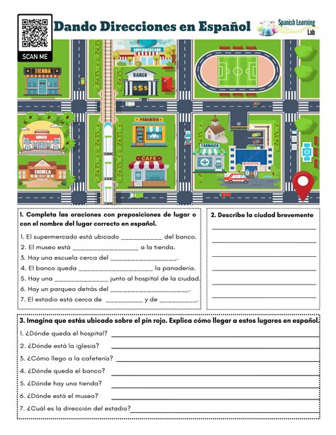 Giving Directions In Spanish Pdf Worksheet Spanish Learning Lab