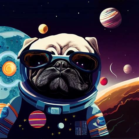 Intergalactic Pugs In Space Wearing Space Suits With Midjourney
