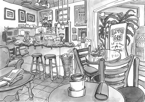 Caf champions league quarter final, today! Coffee Shop Drawing at PaintingValley.com | Explore ...