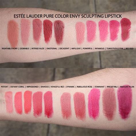 Complete lineup of the new collection of Estée Lauder Pure Color Envy