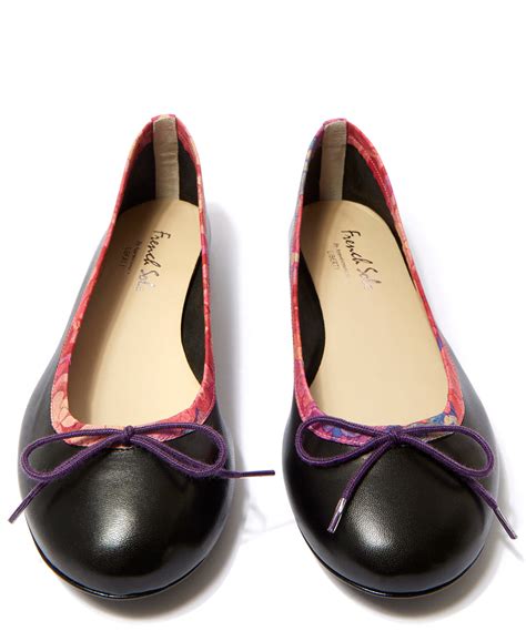 Lyst French Sole Black Leather Classic Ballet Flats In Black