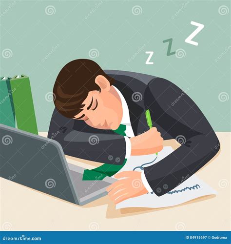 Tired Man Sleeping At Desk Businessman In Suit Fall Asleep Stock