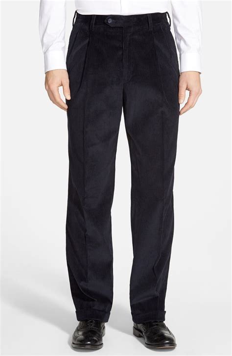 berle pleated classic fit corduroy trousers nordstrom