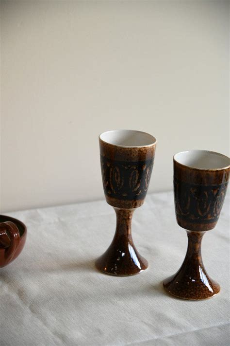 Pair Iden Rye Pottery Goblets Pottery Goblet Kitchen Jars