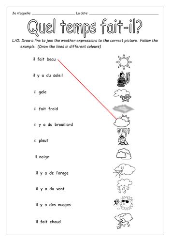 French Weather Quel Temps Fait Il Worksheets Teaching Resources