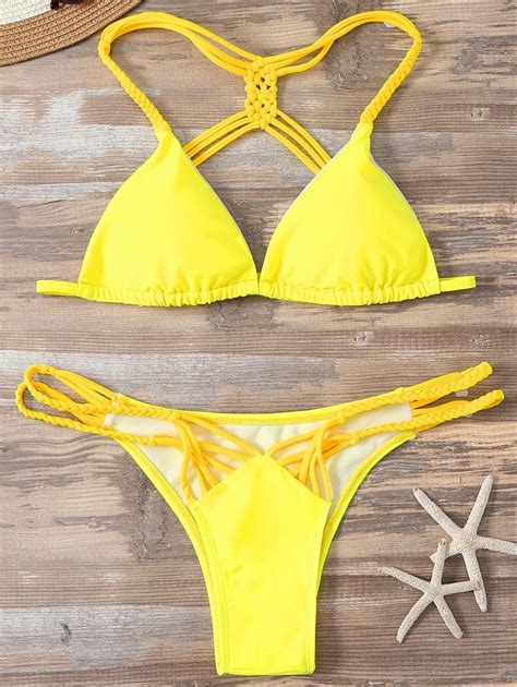 Banana Yellow Sexy Rope Womens Swimming Suit Bikini In Bikinis Set