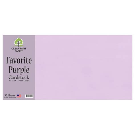Clear Path Paper Favorites 12 X 24 Inch Purple Smooth Cardstock 65lb