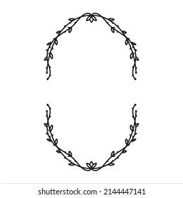 Simple Hand Drawn Floral Frame Oval Border Over Royalty Free Licensable Stock Vectors