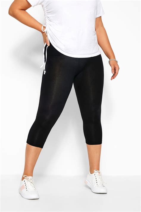 black tummy control soft touch cropped leggings plus size 16 to 36 yours clothing