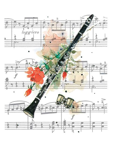 Buy Clarinet And Flowers Cardspack Of 50 Music Stationery Greeting