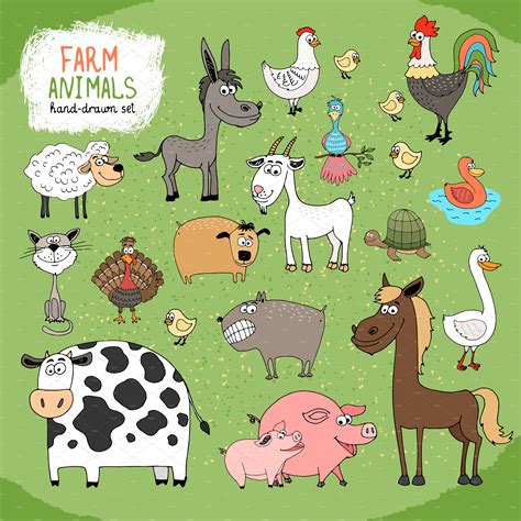 Sorry the bad quality of my scanner. Set of hand-drawn farm animals ~ Illustrations ~ Creative ...