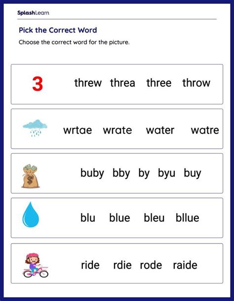 Select The Correct Spelling Ela Worksheets Splashlearn