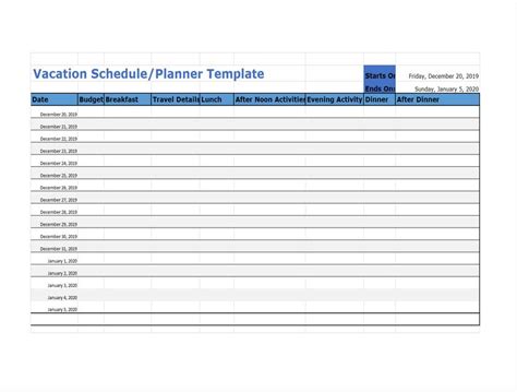 8 Best Vacation Schedule Template Excel Sample Schedule