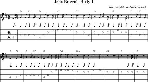 American Old Time Music Scores And Tabs For Guitar John Browns Body 1