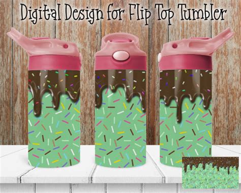 Digital Download For Sublimation Kid Flip Top Water Bottle Design