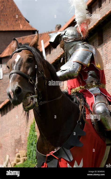 Medieval Cavalry Knight Fighting With Walking Knight Taken In Malbork