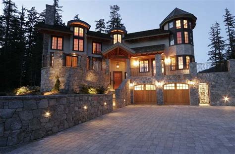 Created by our in house designers. Gorgeous house, love the rock exterior and the turret on ...