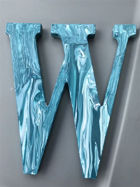 Marble Wooden Letter On Etsy Wooden Letters Decorated Wooden