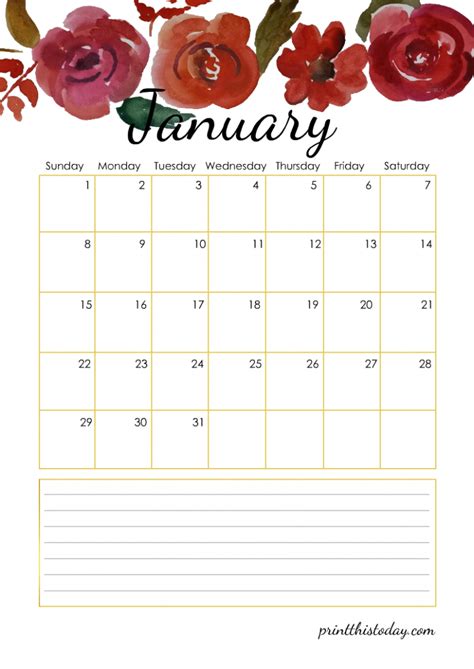 Free Printable 2023 Floral Planner Calendar