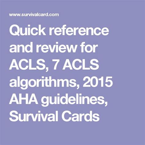 Quick Reference And Review For Acls 7 Acls Algorithms