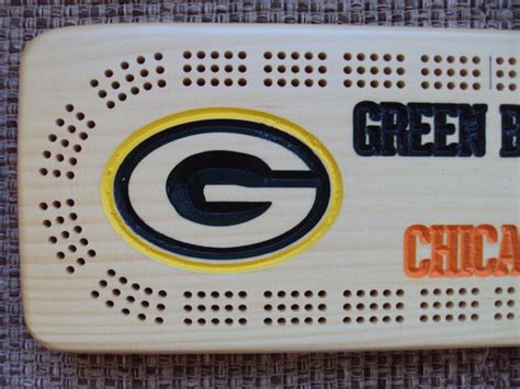 Rustic Cribbage Board Packers Vs Bears Football Furniture