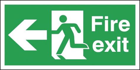 Fire Exit Running Man And Arrow Left Sign Fast Delivery Seton