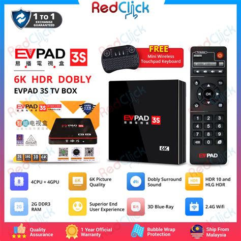 Penjelasan tentang long tv box (malaysia). EVPAD 3S (2GB/16GB) 6K HDR DOBLY Smart Android TV Box ...