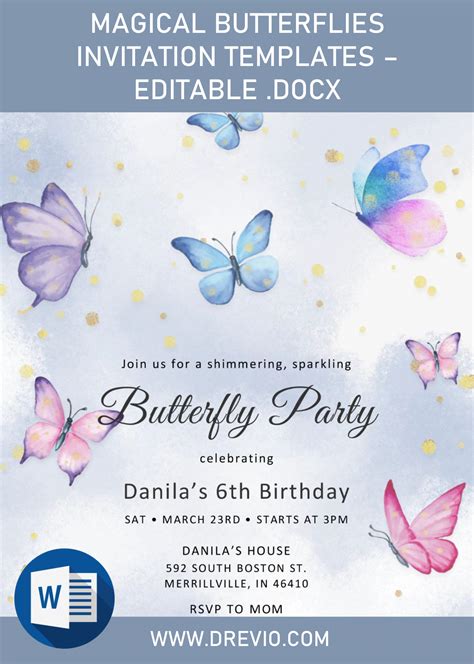 Butterfly Invitations Butterflies And Flowers Butterfly Birthday Invites Butterfly Birthday