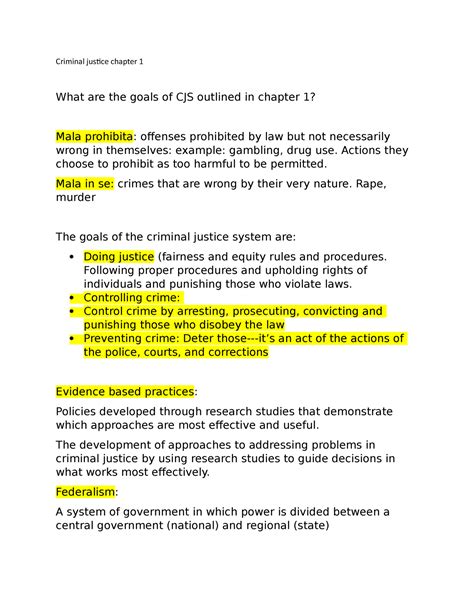 Criminal justice chapter notes - Criminal justice chapter 1 What are