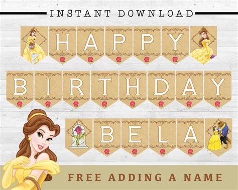 Belle Beauty And The Beast Birthday Banner Belle Birthday Party Belle