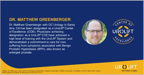 Dr Greenberger Awarded Urolift Center Of Excellence Oc Urology