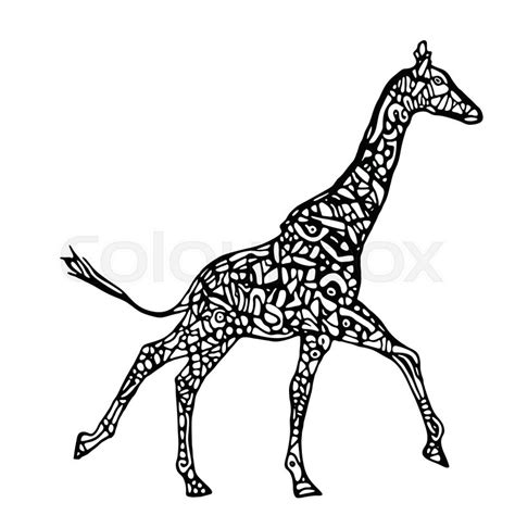 Running Giraffe Vector Black And Stock Vector