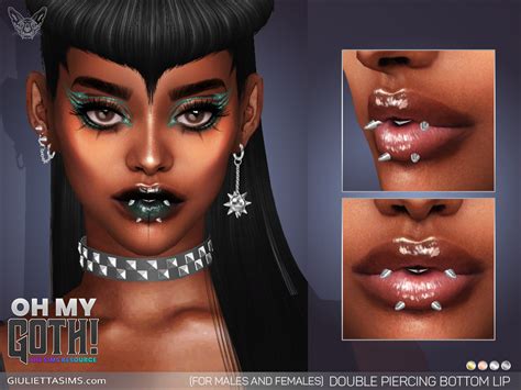 The Sims Resource Oh My Goth Double Piercing Bottom Lip Sims 4 Body