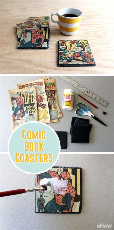 How To Decoupage Vintage Comic Books Onto Slate Coasters Comic Book Crafts Decoupage Vintage