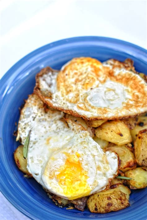 Roasted Potatoes With Eggs Over Easy — Three Many Cooks