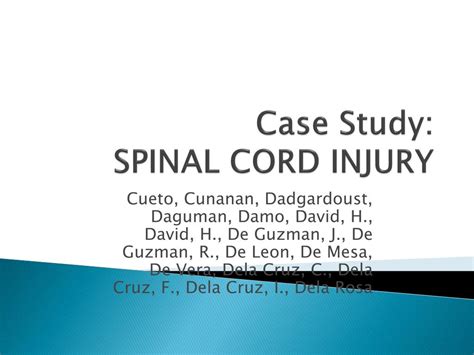 Ppt Case Study Spinal Cord Injury Powerpoint Presentation Free