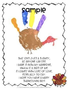 Thanksgiving Craft Turkey Handprint Poem Turkey Handprint Poem